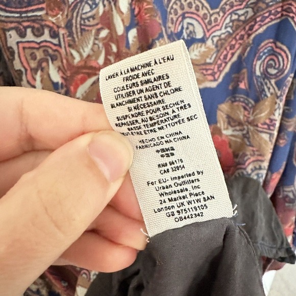 Free People High Plains Tunic Dress Size Small Blue Vintage Floral Print Boho - Picture 11 of 15